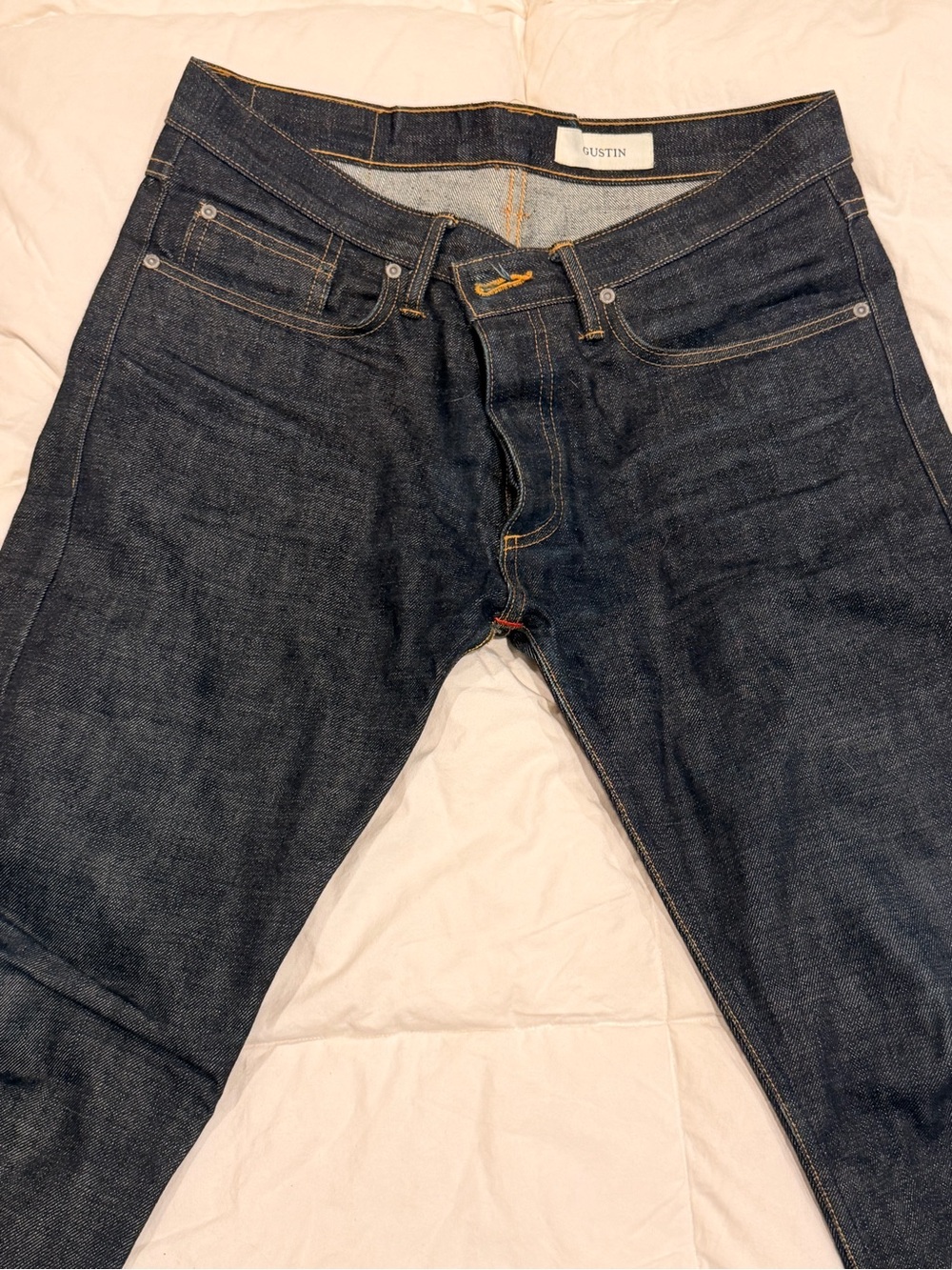 Gustin Okayama Indigo Men’s Raw Denim Jeans 34 skinny